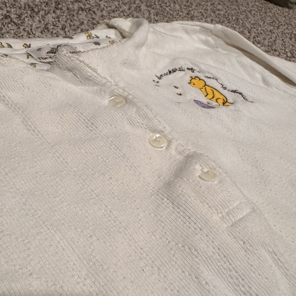 VTG Winnie The Pooh Night Gown Embroidered Cotton Lounge Sleep Adult S/M - Picture 2 of 6
